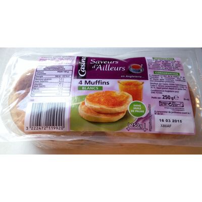 4 Muffins Blancs - Casino Saveurs D'ailleurs - Royaume-Uni (Casino Saveurs D'ailleurs - Casino)