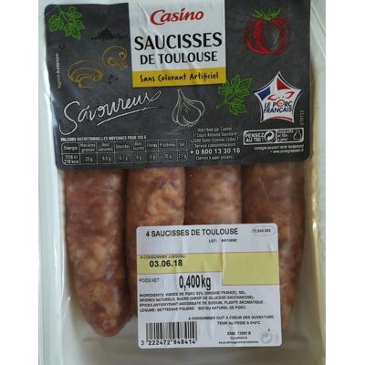 Saucisses De Toulouse (X 4) (Casino - Groupe Casino)