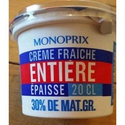 Crème Fraîche Entière Épaisse (30% M.g) (Monoprix)