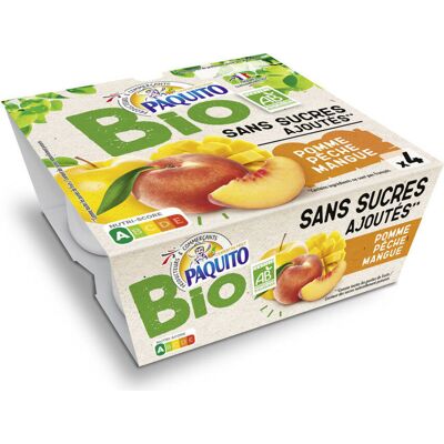Purée De Pomme Pêche Mangue Sans Suces Ajoutés Bio (Paquito - Intermarché)