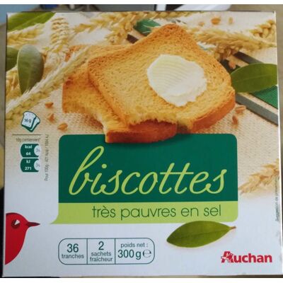 Biscottes Très Pauvres En Sel (Auchan)