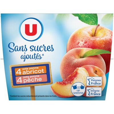 Purée Pommes Pêches / Spécialité De Pommes Abricots Sans Sucres Ajoutés (U)