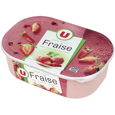 Glace Fraise Avec Morceaux De Fraises (U)