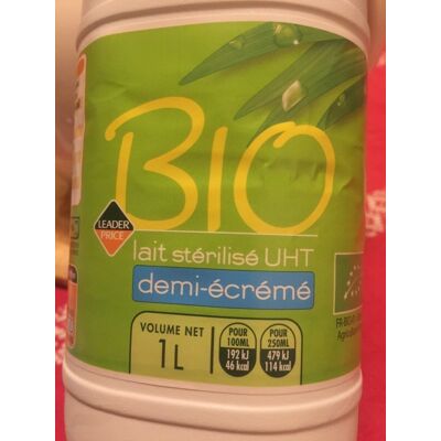 Bio Lait Stérilisé Uht Demi-Écrémé (Leader Price)