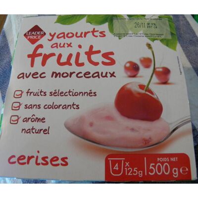 Yaourts Aux Fruits Avec Morceaux Cerises (Leader Price - Groupe Casino)