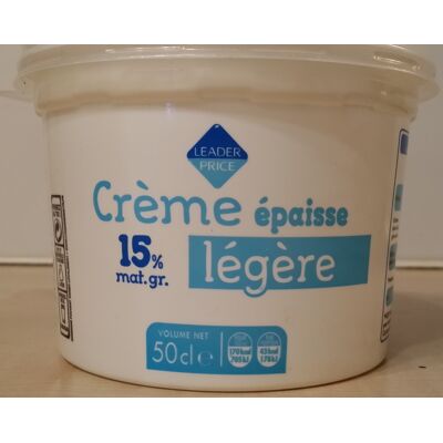 Crème Épaisse Légère (15 % Mg) (Leader Price)