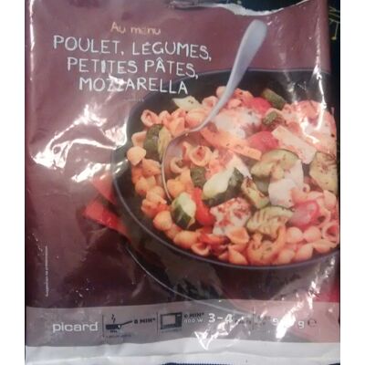 Au Menu Poulet, Légumes, Petites Pâtes, Mozzarella - Surgelé (Picard)