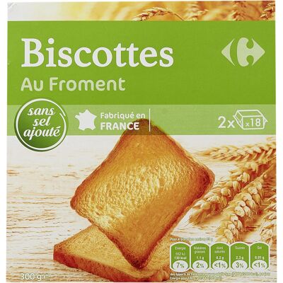Biscottes Au Froment Sans Sel Ajouté (Carrefour)