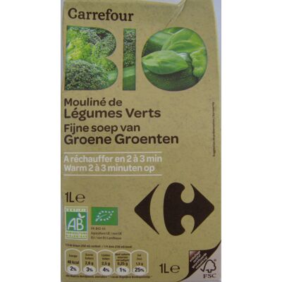 Soupe Mouliné De Légumes Verts Bio (Carrefour)