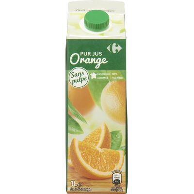 100% Pur Jus Jus D'orange Sans Pulpe (Carrefour)