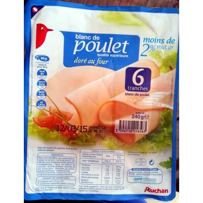 Blanc De Poulet Qualité Supérieure Doré Au Four (6 Tranches) (Auchan - L'oiseau)