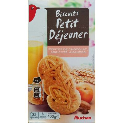 Biscuits Petit-Déjeuner Pépites De Chocolat, Abricots, Amandes (Auchan)