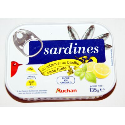 Sardines Au Citron Et Au Basilic Sans Huile (Auchan - L'oiseau)