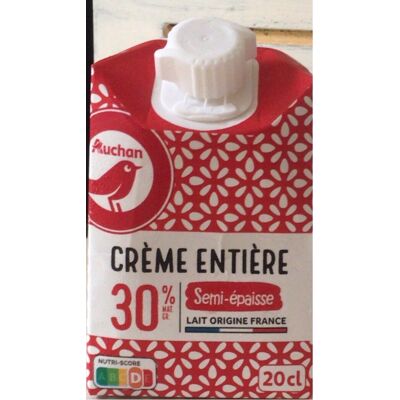 Crème Entière Semi Epaisse (Auchan)