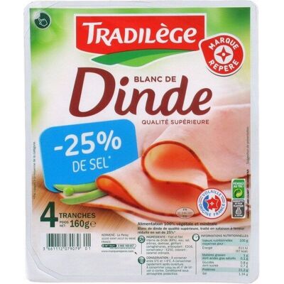 Blanc De Dinde -25 % De Sel X 4 Tranches (Tradilège - Marque Repère)