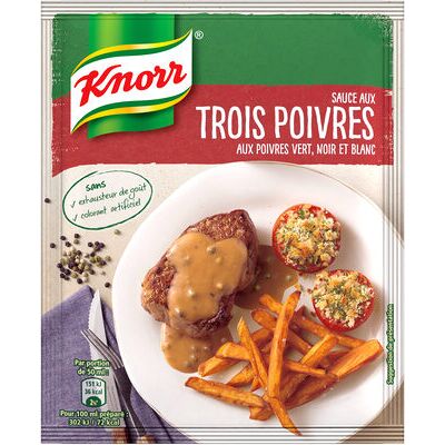 Knorr sauce déshydratée poivres vert noir et blanc 32g (Knorr)