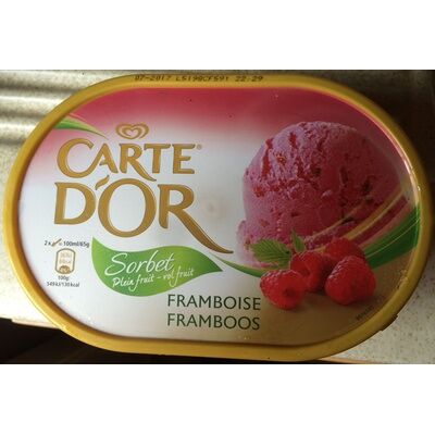 Sorbet framboise plein fruit (Carte D'or - Unilever)