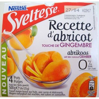 Recette d'abricot, touche de gingembre (0 % mg) 4 pots (Nestlé - Sveltesse)