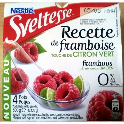 Recette de framboise, touche de citron vert (0 % mg) 4 pots (Nestlé - Sveltesse)
