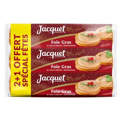 Les toasts pour foie gras brioché (2 + 1 gratuit) - (3 x 36 toasts) (Jacquet)