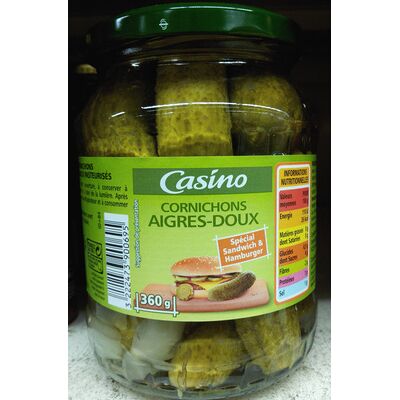 Cornichons aigres-doux spécial sandwich & hamburger (Casino)