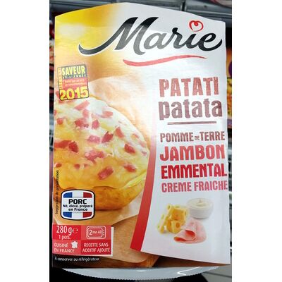 Patati patata, pomme de terre jambon emmental crème fraîche (Marie)