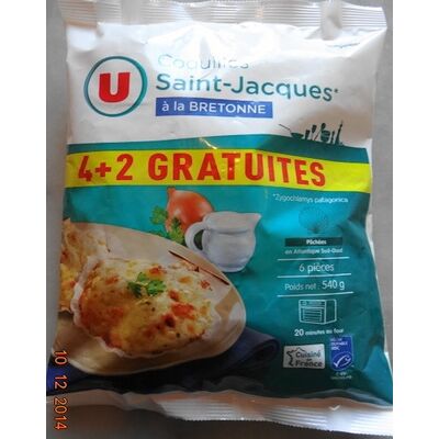 Coquilles saint-jacques* à la bretonne (4 + 2 gratuites), surgelé (U)