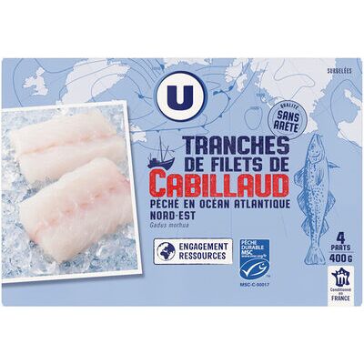 Tranches de filet de cabillaud nature (U)
