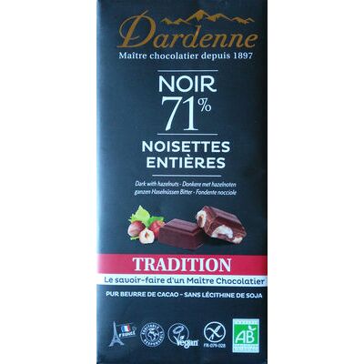 Noir 71% noisettes entières (Dardenne)