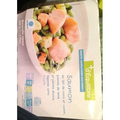 Saumon au lait de coco et cumin, pomme de terre et patate douce, légumes verts, surgelés (Picard)