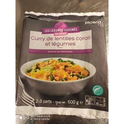 Curry de lentilles corail et legumes (Picard)