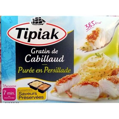 Gratin de cabillaud-purée en persillade, surgelé (Tipiak)