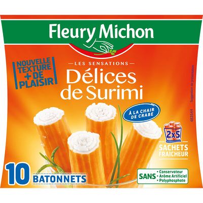 Délices de surimi à la chair de crabe - 10 bâtonnets (Fleury Michon)