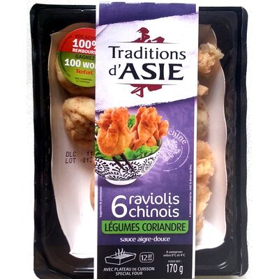 6 raviolis chinois légumes coriandre sauce aigre-douce (Traditions D'asie)