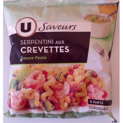 Serpentini aux crevettes (sauce pesto), surgelés (U Saveurs - U)