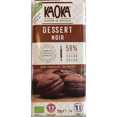 Chocolat noir dessert 58% cacao (Kaoka)