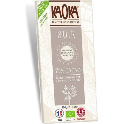 Chocolat noir 70% cacao bio équitable (Kaoka)