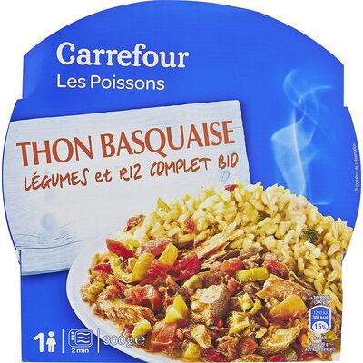 Thon basquaise, légumes et riz complet bio (Carrefour)