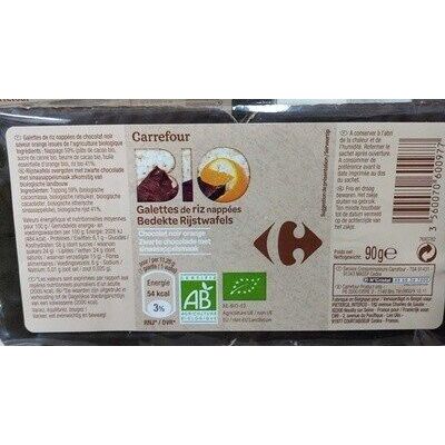 Galettes de riz nappées chocolat noir orange (Carrefour Bio)