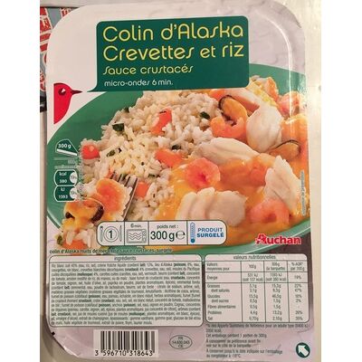Colin d'alaska, crevettes et riz sauce crustacés (Auchan - L'oiseau)