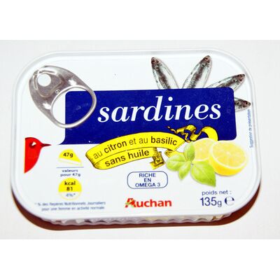 Sardines au citron et au basilic sans huile (Auchan)