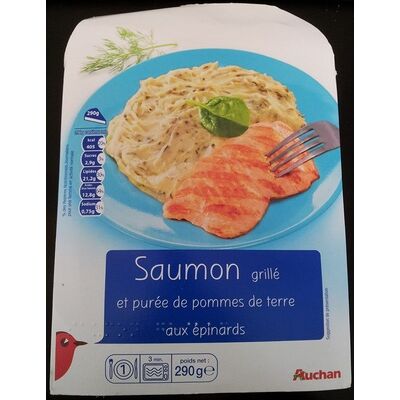 Saumon grillé et purée de pommes de terre aux épinards (L'oiseau)