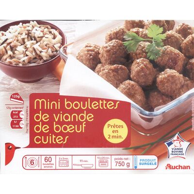 Mini boulettes de viandes de boeuf cuites (Auchan)
