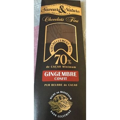 Chocolat 70% gingembre confit (Saveurs & Nature)