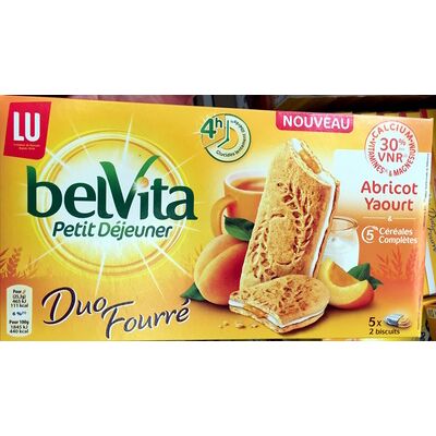 Belvita petit déjeuner duo fourré abricot yaourt & 5 céréales complètes (Lu)