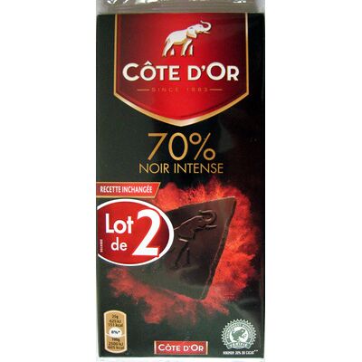 Chocolat 70% noir intense (lot de 2 x 100 g) côte d'or (Côte D'or)