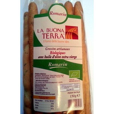 Gressins artisanaux biologiques avec huile d'olive extra vierge. - romarin (La Buona Terra)