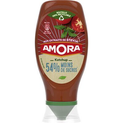 Amora ketchup plaisir+ stevia flacon souple 465g (Amora)