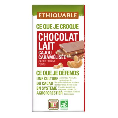 Chocolat lait cajou caramélisée perou bio 100g (Ethiquable)