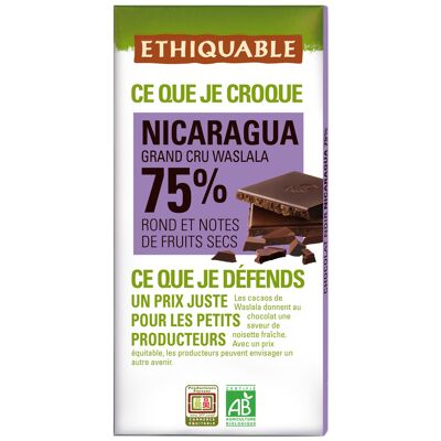 Chocolat noir 75% nicaragua bio 100g (Ethiquable)